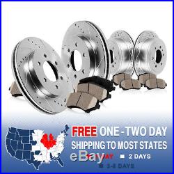Front+Rear Drill Slot Brake Rotors And Metallic Pads For Chrysler Dodge 2WD RWD