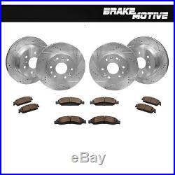 2003-2008 w// Dual Rear Wheel F+R Cross Drilled Rotors for Chevy Express 3500