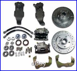 1955 1956 1957 Chevrolet disc brake drop spindle kit drilled slotted d52 pads