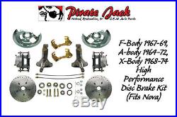 1964-1972 GM A, F, X Body 2 Drop Disc Brake Conversion Kit Slotted Rotors