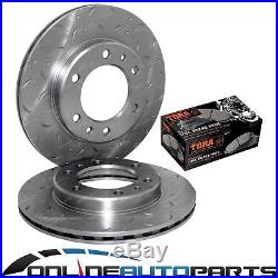 2 Drilled+Slotted Front Disc Brake Rotors + Pads Set Hilux 89-99 4x4 LN106 RN105