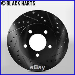 2 FRONT + 2 REAR Black Hart DRILLED & SLOTTED Disc Brake Rotors C1051