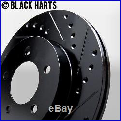 2 FRONT + 2 REAR Black Hart DRILLED & SLOTTED Disc Brake Rotors C1411