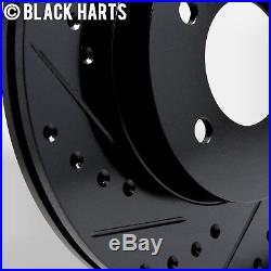 2 FRONT + 2 REAR Black Hart DRILLED & SLOTTED Disc Brake Rotors C1500