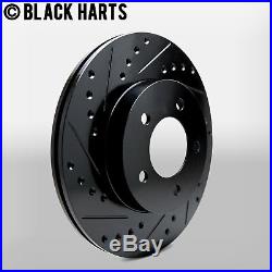 2 FRONT + 2 REAR Black Hart DRILLED & SLOTTED Disc Brake Rotors C1589