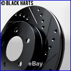 2 FRONT + 2 REAR Black Hart DRILLED & SLOTTED Disc Brake Rotors C1963