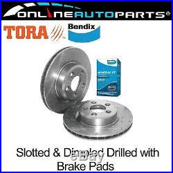 2 Front Drilled Slotted Disc Rotors + Bendix Brake Pads Territory SX SY SZ 04on