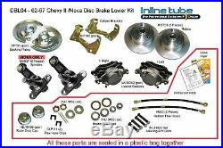 62-67 Nova Chevy II Front Power Disc Brake Conversion Kit Set Cross Drilled Slot