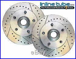 64-74 Front Disc Brake Dual Piston Caliper Cross Drilled Slotted Rotors Wilwood
