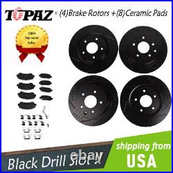 Black Drill Slot Brake Rotors + Ceramic Pads Front & Rear For Chevrolet Impala