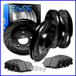 COMPLETE KIT Black Edition Drilled Slotted Brake Rotors & Ceramic Brake Pads