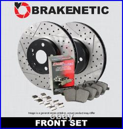 FRONT BRAKENETIC Drill Slot Brake Rotors+Ceramic Pads with6 Pod Brembo 55.63088.11