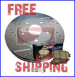 FRONT Drill Slot Brake Rotors + POSI QUIET Ceramic Pads for Chevy 2WD/4WD