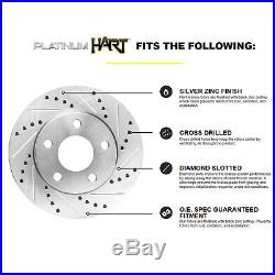 FRONT KIT 2 Platinum Hart DRILLED & SLOTTED Front Disc Brake Rotors 1415