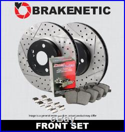 FRONT PREMIUM Drill Slot Brake Rotors + POSI QUIET Ceramic Pads BPK56249