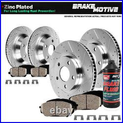 FRONT & REAR Drill Slot BRAKE ROTORS AND CERAMIC Pads For Cadillac CTS STS JE5
