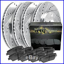 FRONT+REAR KITPlatinum Hart -DRILL & SLOT Brake Rotors +CERAMIC Pads- 1101
