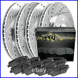 FRONT+REAR KITPlatinum Hart -DRILL & SLOT Brake Rotors +CERAMIC Pads- 2464