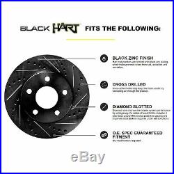 FRONT+REAR KIT Black Hart DRILLED & SLOTTED Brake Rotors +Ceramic Pads C2660