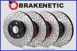 FRONT + REAR PREMIUM Drilled Slotted Brake Disc Rotors withAKEBONO BPRS35993