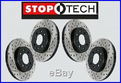 FRONT + REAR SET STOPTECH Drilled Slotted Brake Rotors withAKEBONO STS58233