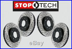 FRONT + REAR SET STOPTECH Drilled Slotted Brake Rotors withAKEBONO STS58327