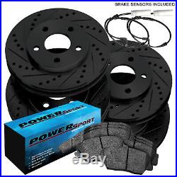 FULL KITPowerSport Black Drilled Slotted Rotors and Ceramic Pads BBCC. 34068.02