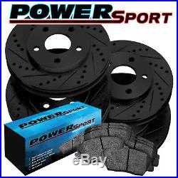 FULL KITPowerSport Black Drilled Slotted Rotors and Ceramic Pads BBCC. 63076.02