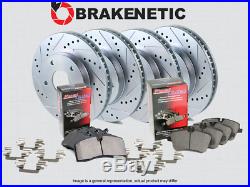 F&R BRAKENETIC SPORT Drill Slot Brake Disc Rotors + POSI QUIET Pads BSK76176