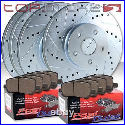 (F&R) TOPBRAKES Drill Slot Brake Rotors + POSI QUIET Ceramic Pads TBP15006