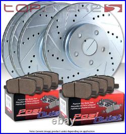 (F&R) TOPBRAKES Drill Slot Brake Rotors+POSI QUIET Ceramic SM Pads TBP8248