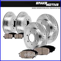 Fits Front + Rear Drill Slot Brake Rotors And Ceramic Pads 2010 2011 F150 Raptor