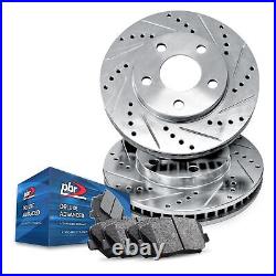 For 1991-1996 Subaru Legacy Front PBR AXXIS Drill/Slot Brake Rotors+Ceramic Pads