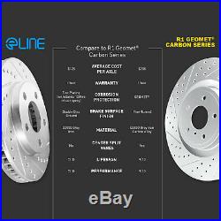For 2008-2011 Cadillac CTS Front Rear eLine Drill Slot Brake Rotors+Ceramic Pads