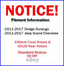 For 2011-2017 Durango Grand Cherokee Front Rear DRILL Brake Rotors & Ceramic Pad