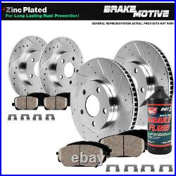 For 2014 2015 2016 Acura MDX Front+Rear Drill Slot Brake Rotors & Ceramic Pads