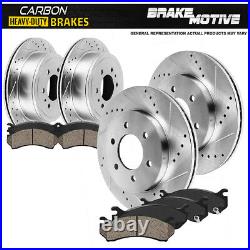 For 2015 2016 Ford F150 Front+Rear Drill Slot Brake Rotors + Carbon Ceramic Pads