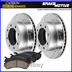 For Chevy GMC 4X4 4WD 2WD RWD Rear Drill Slot Brake Rotors + Carbon Ceramic Pads