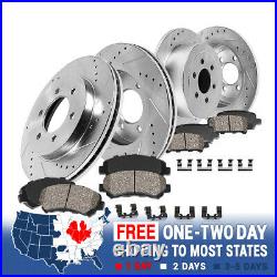 For F150 Mark LT 4WD 6Lug Front & Rear Drill Slot BRAKE ROTORS AND CERAMIC Pads