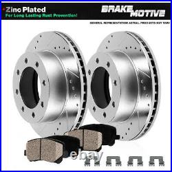 For Ford F350 F-350 Dually Rear Drill Slot Brake Rotors And Ceramic Pads