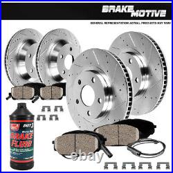 For Mercedes-Benz S430 S500 CL500 Front+Rear Drill Brake Rotors Ceramic Pads