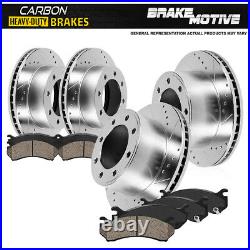 For Ram 2500 3500 Front + Rear Drill Slot Brake Rotors + Carbon Ceramic Pads