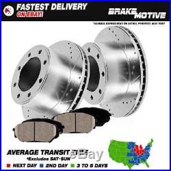Ford Excursion F250 F350 Front Drilled Slotted Brake Rotors & Ceramic Pads 4WD