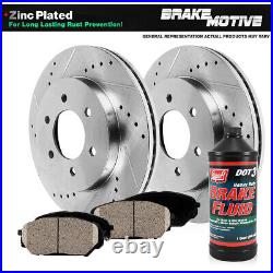 Front 2 Drill & Slot Brake Rotors And 4 Ceramic Pads For Chevy GMC 4WD 4X4 6Lug