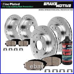Front And Rear Drill Slot Brake Rotors +Ceramic Pads For 2004 2009 Kia Spectra