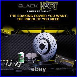 Front Black Drill Slot Brake Rotors, Semi-Met Pads + Hardware Kit BHC1.80045.43
