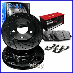 Front Brake Rotors Black Drill Slot + OEp Pads & Hardware Kit 1BC. 40018.44