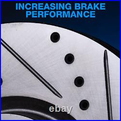 Front Brake Rotors Drill Slot Black+Ceramic Brake Pads+Hardware BBC1.40006.42