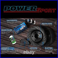 Front Brake Rotors Drill Slot Black+Ceramic Brake Pads+Hardware BBC1.51002.42