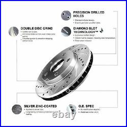 Front Brake Rotors Drill Slot Silver+Ceramic Pads and Hardware Kit 1EC. 63017.42
